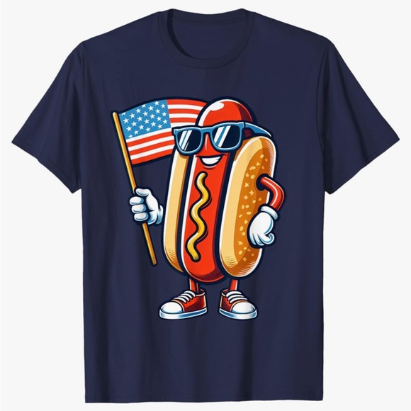 Other - 4th of July 🇺🇸 Hotdog Graphic Shirt, NWT Navy Blue Adult 3XL